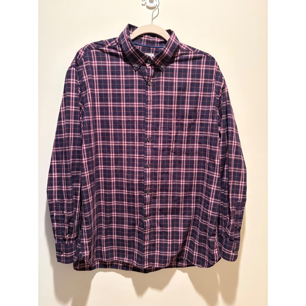 Jos. A. Bank 1905 Traditional Fit Plaid Button Down Shirt Mens Large Burgundy L